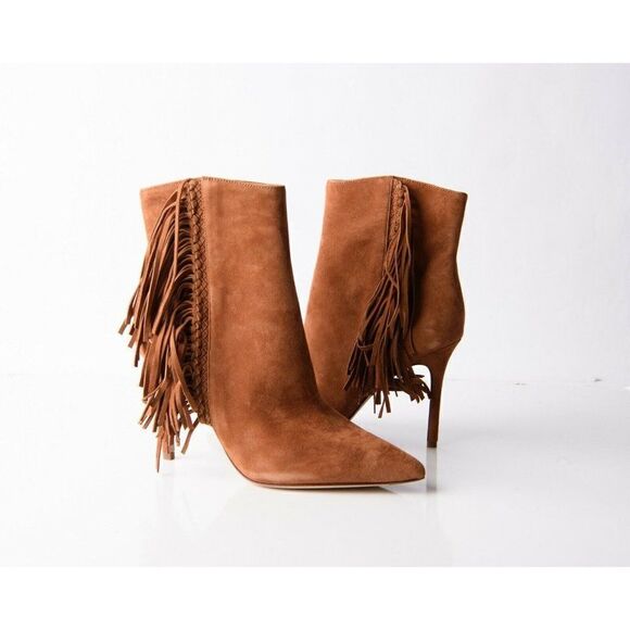 Veronica Beard Nyomi Womens Brown Suede Ankle Boots Booties Fringe 6.5 Eu 36.5 - Picture 2 of 9